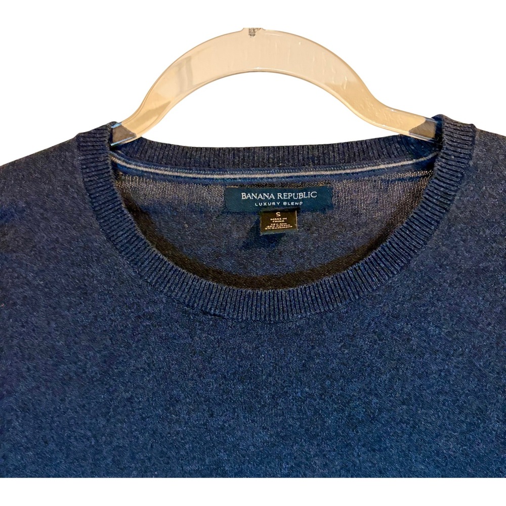 Banana Republic Luxury Blend Silk Cashmere Scallop Hem Sweater Dark Navy S - Picture 3 of 7